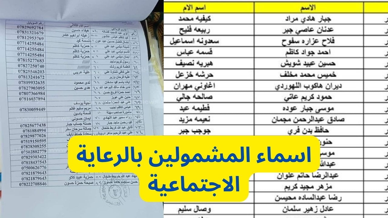 شوف اسمك .. كشوفات المشمولين في الرعاية الاجتماعية العراق الوجبة الأخيرة 2024