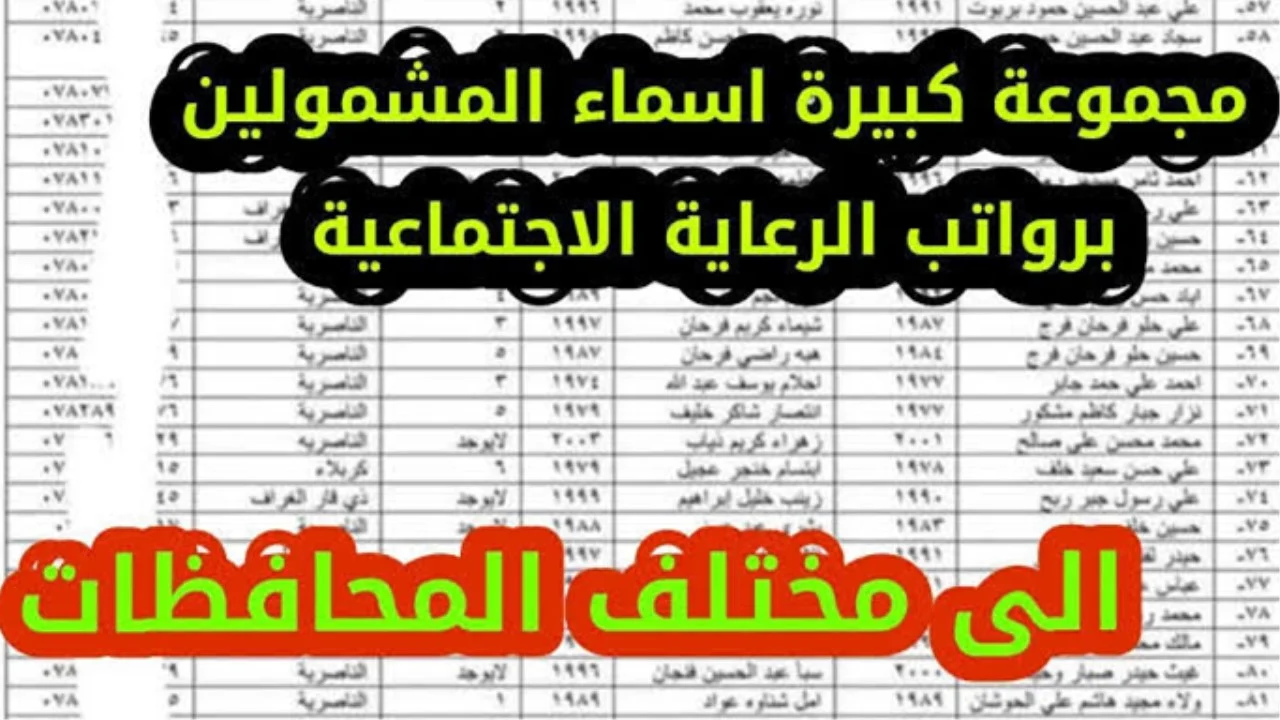 أسماء المشمولين في الرعاية الاجتماعية