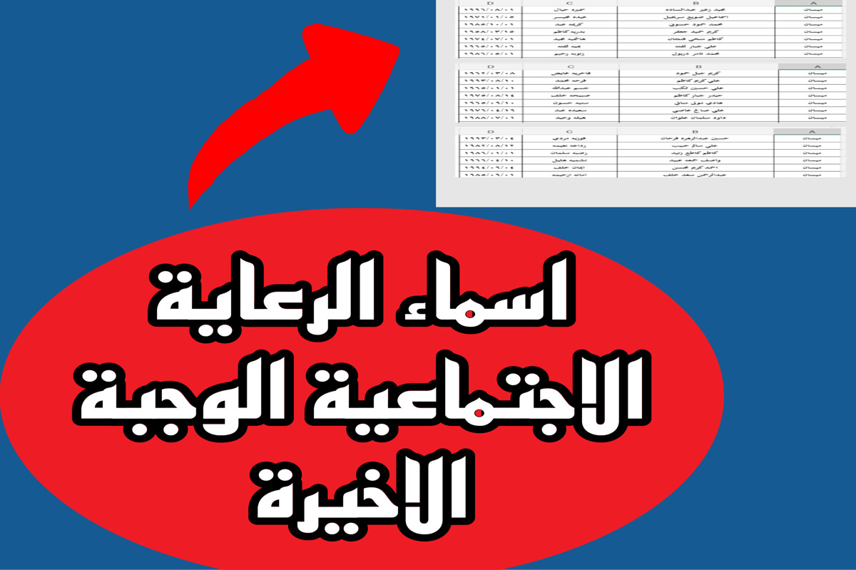 “الآن استعلم عنها” .. رابط استخراج كشوف أسماء الرعاية الاجتماعية الوجبة الأخيرة وموعد الصرف 1445