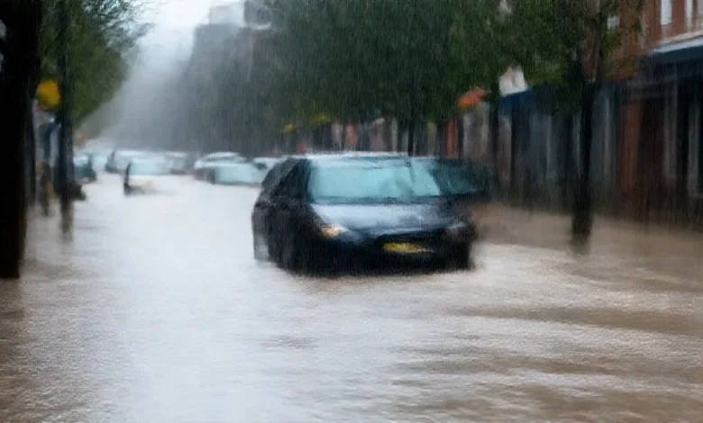 heavy rain flooded streets