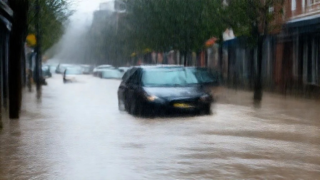 heavy rain flooded streets
