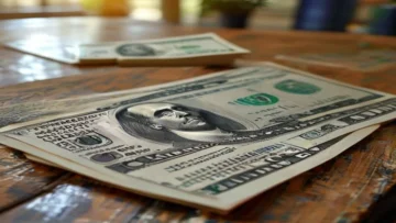 Egyptian Pound banknotes and US Dollar banknotes on a wooden table with a blurred backgrou