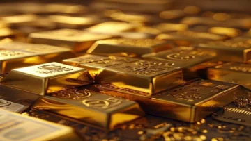 Gold bars and Egyptian pounds in a professional clean setting symbolizing investment and c